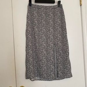 Hollister black and white ditsy floral midi skirt